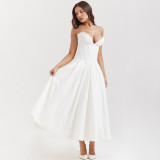 Women Spring Sexy Strapless Herringbone Dress