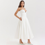 Women Spring Sexy Strapless Herringbone Dress