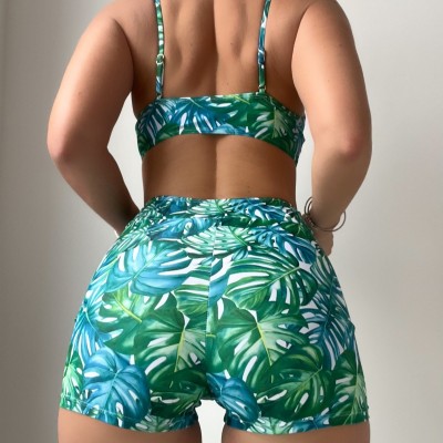 Women Printed Bikini Swimwear Two Piece Set