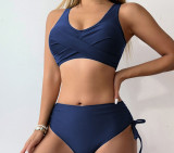 Women Bikini Solid Tie Adjustable Two Pieces Swimwear