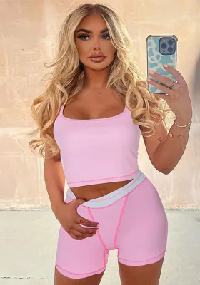 Sports And Fitness Set Sexy Crop Short Vest Slim Shorts Two-Piece Set