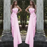 Women 's Solid Color Strapless Formal Party Elegant Jumpsuit