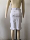 Women Summer Solid Stretch Denim Skirt Without Belt