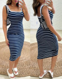 Women Striped Sleeveless Casual Dress