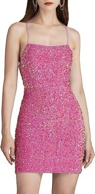 Women's Sparkling Sequin Strap Tight Fitting Party Dress