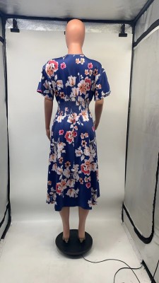 Fashion Digital Print Crossover Dress