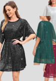 Women's Sequin Split Sleeve Loose Party Dress