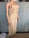 Women's Fashionable Sun Protection Cover-Up Beach Long Dress Knitting Dress