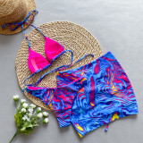 Sexy Printed Two Pieces Bikini Skirt Three-Piece Women's Swimsuit