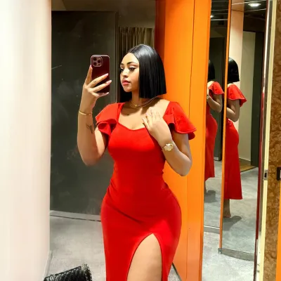 Women's Fashion Sexy Ruffle Sleeve High Slit Women's Slim Dress