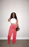 Women's Casual Flannel Wide Leg Pants