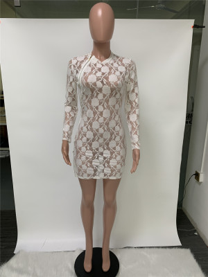 Women See-Through Sexy Zip Slit Dress
