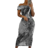 Sexy Off Shoulder Printed Bodycon Dress