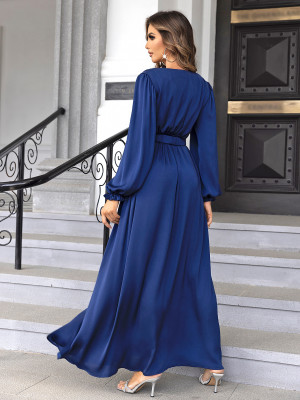 Spring Sexy V-Neck Long Chiffon Formal Party Evening Dress