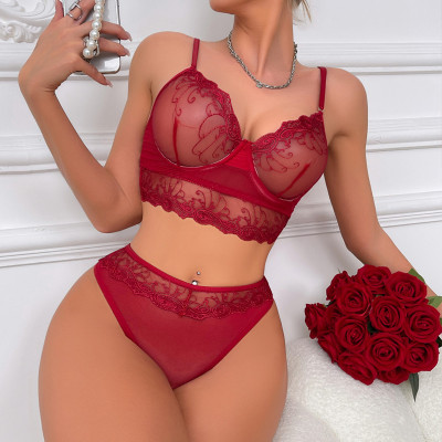 Sexy Embroidery See-Through Lingerie Set