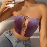 Women Heart Shaped Diamond Sexy Strapless Basic Top
