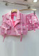 Women Retro Pink Pocket Sleeveless Vest + Cargo Denim Skirt Two-piece Set