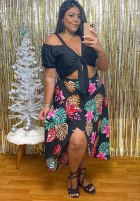 Plus Size Women Print Casual Two-piece Set