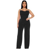 Women's Pleated Lace-Up Sexy Jumpsuit