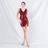 Colorful Beading Sequin Short Party Dress