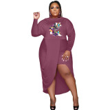 Slim Plus Size Solid Color Long Sleeve Sexy Fake Two-Piece Dress