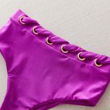 Sexy Strapless Women's High Waist Solid Color Two Pieces Bikini Swimsuit