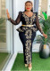 African Women's Plus Size Beaded V-Neck Dress