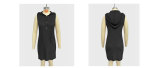 Women v-neck sleeveless hooded dress