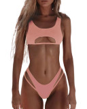 Women Solid Bikini Cutout Swimwear Two Pieces