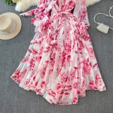 Women French Elegant Chic Tie Bow chiffon Holidays Dress