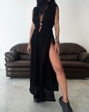 Women Bohemian Style Hollow Slit Long Dress