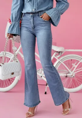Women Casual Bell Bottom- Denim Pants