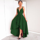 Strap Plus Size Women's V-Neck Swing Dress Sexy Low Back Formal Party Dress