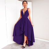 Strap Plus Size Women's V-Neck Swing Dress Sexy Low Back Formal Party Dress