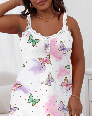 Butterfly Print Strap Dress