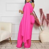 Women's Spring Summer Fashion Chic Slash Shoulder Patchwork Pleated OL High Waist African Jumpsuit