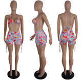 Spring And Summer Women's Sexy Multi-Color Printed Two-Piece Shorts Set