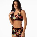 Women's Spring/Summer Slim Style Printed Sports Two-Piece Shorts Set