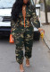 Stylish Slim Waist Camo Zip Jumpsuit