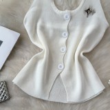 Fashionable Halter Neck Low Back Breasted Slim Fit Knitting Vest Women's Outdoor Wear Trendy Basic Top