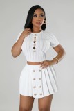 Women Knitting Casual Crop Top and Skirt two-piece set