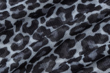 Women Summer Leopard Print V-neck Mesh Patchwork Ruffle Strap Dress