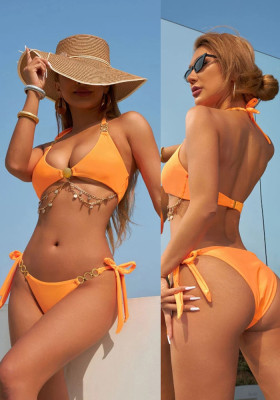 Women Sexy Solid Swimsuit Two Pieces