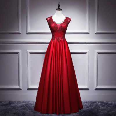 Red Bride Long Gown Chic Spring Wedding Formal Party Evening Dress