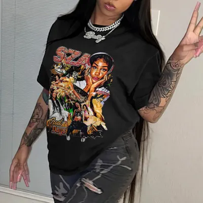 Women Summer Short Sleeve Printed T-Shirt