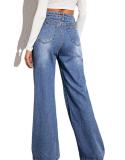 Loose High Waisted Wide Leg Denim Pants