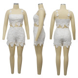 Women summer suspender lace pants two-piece set