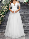 Women Sexy Suspender Mesh Lace Wedding Bride Wedding Dress