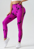 Women Tie Dye Hollow Sports Seamless Yoga Fitness Exercise Leggings