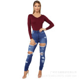 Women Summer Ripped Denim Pants